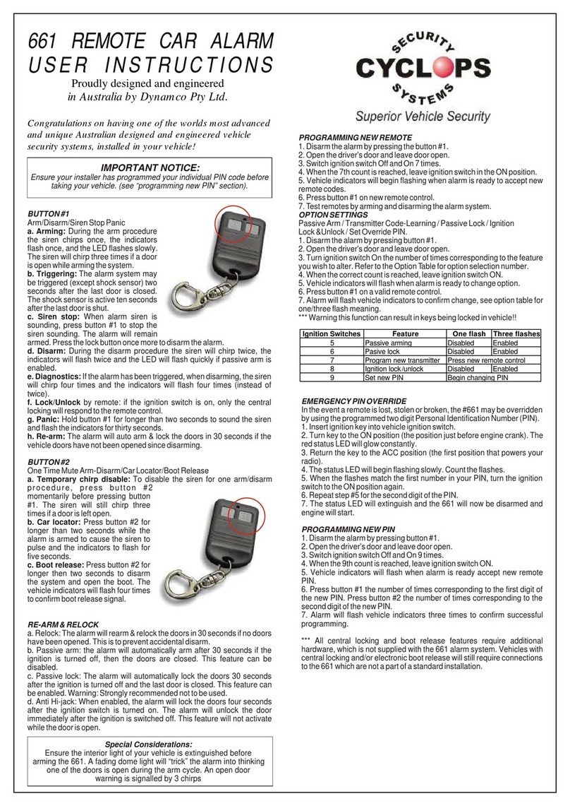 Dynamco Cyclops 661 User instructions