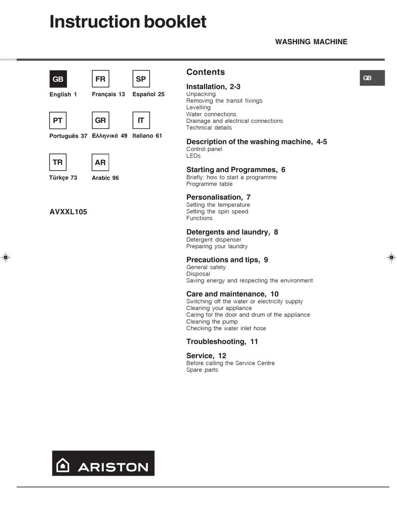 Ariston AVXXL105 Instruction booklet