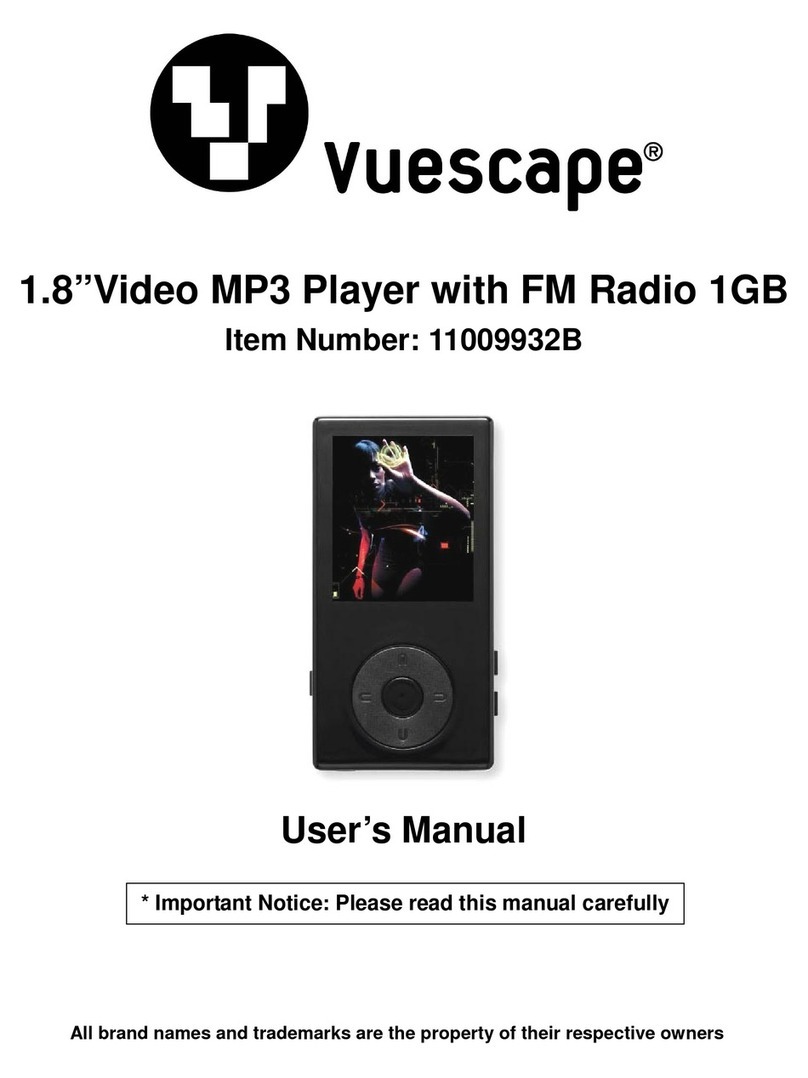 Vuescape 1.8"Video MP3 Player with FM Radio 1GB user manual