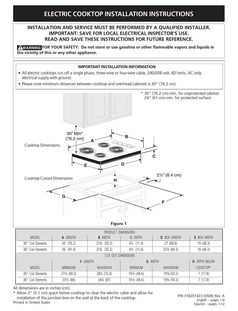 Electrolux 30" Coil Elements User manual