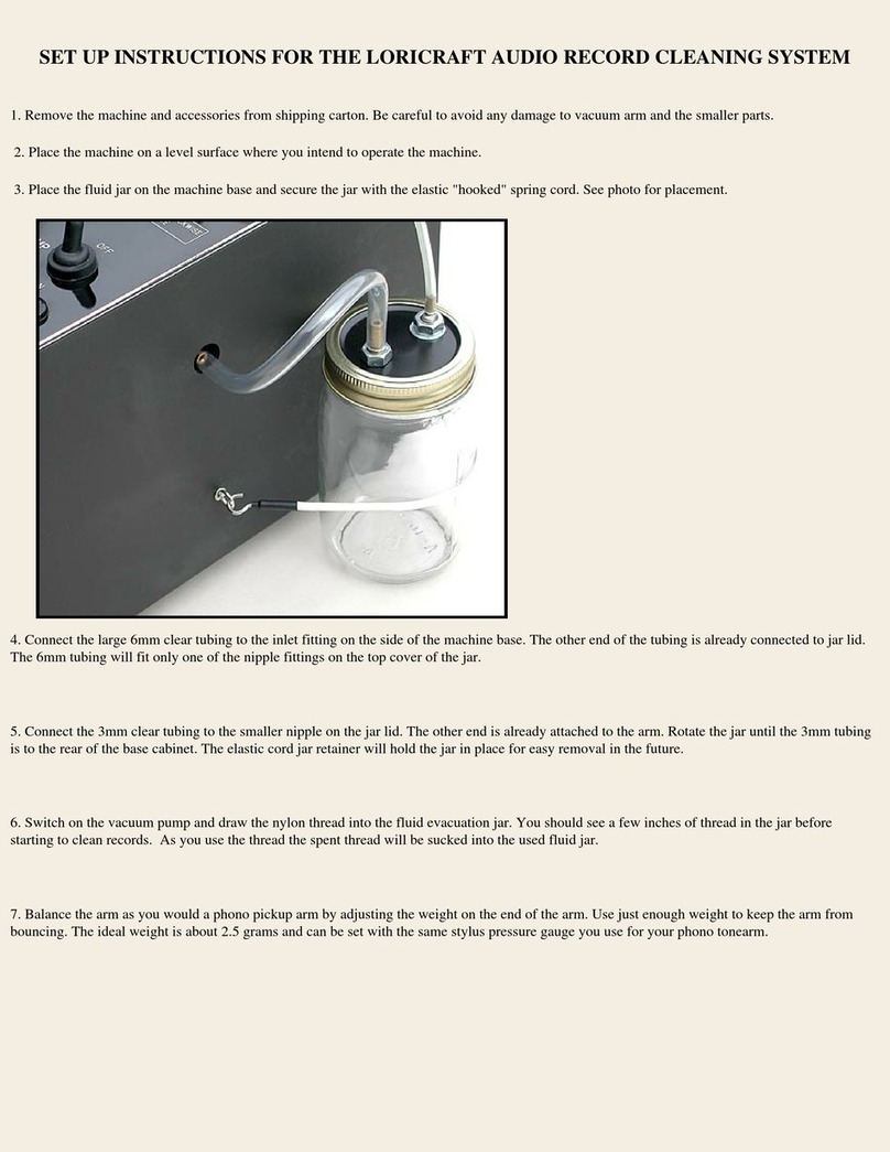 Loricraft Audio LORICRAFT AUDIO RECORD CLEANING SYSTEM Setup guide