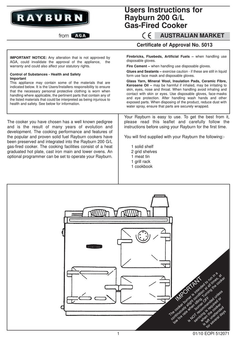 Rayburn 200 G User instructions