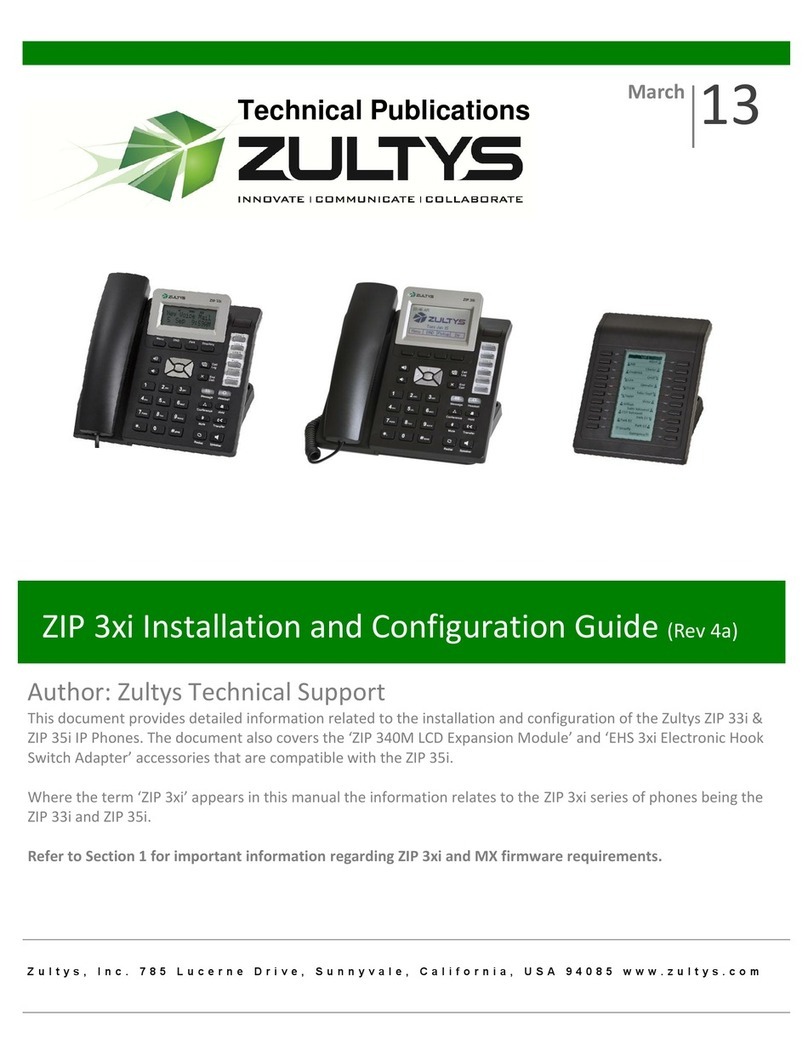 Zultys ZIP 33i User manual Zultys ZIP 33i User manual