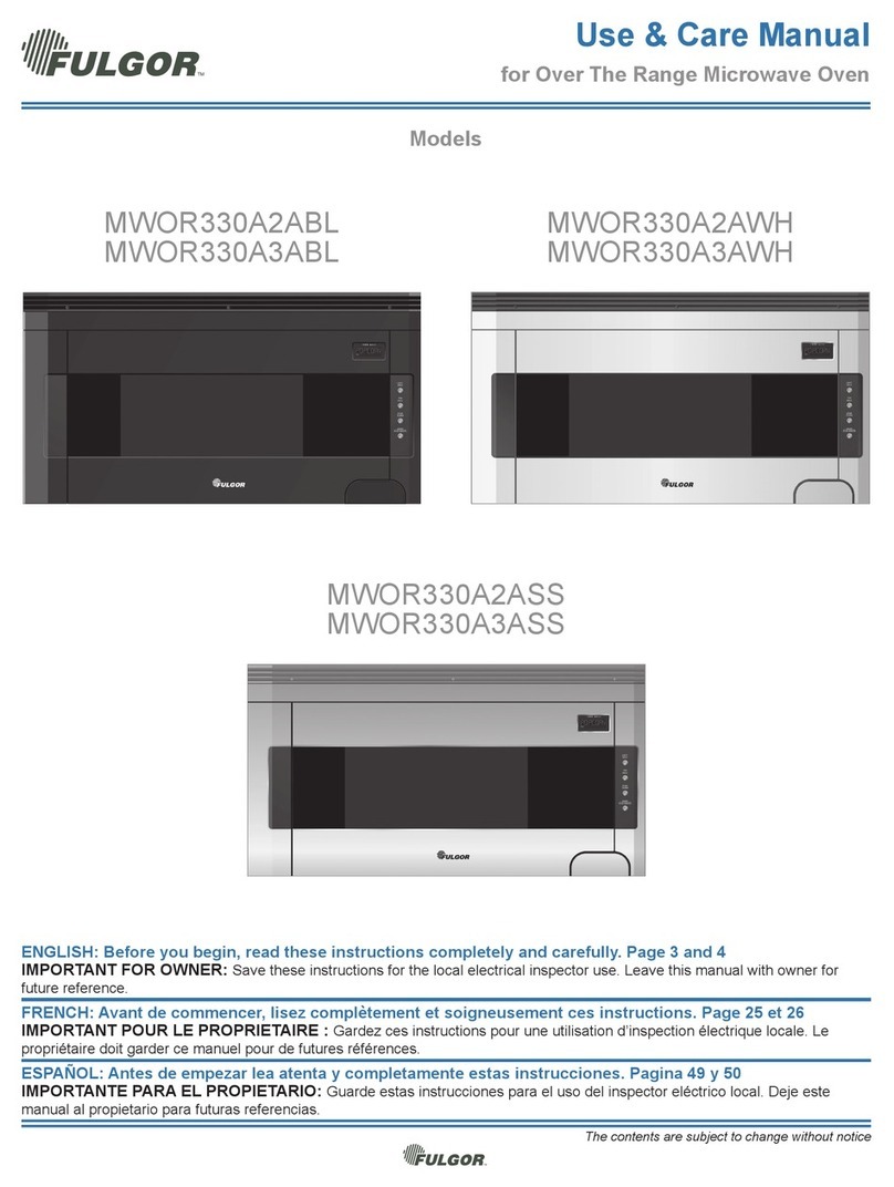 FULGOR MWOR330A2ABL Use & care manual