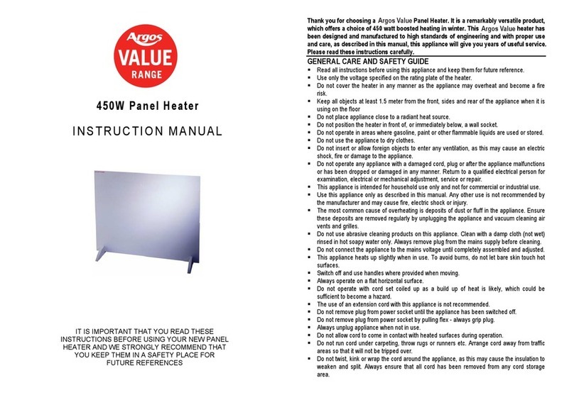 Argos Value 450W Panel Heater instruction manual