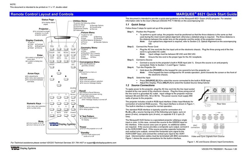 VDC Display Systems Marquee 8521 quick start guide