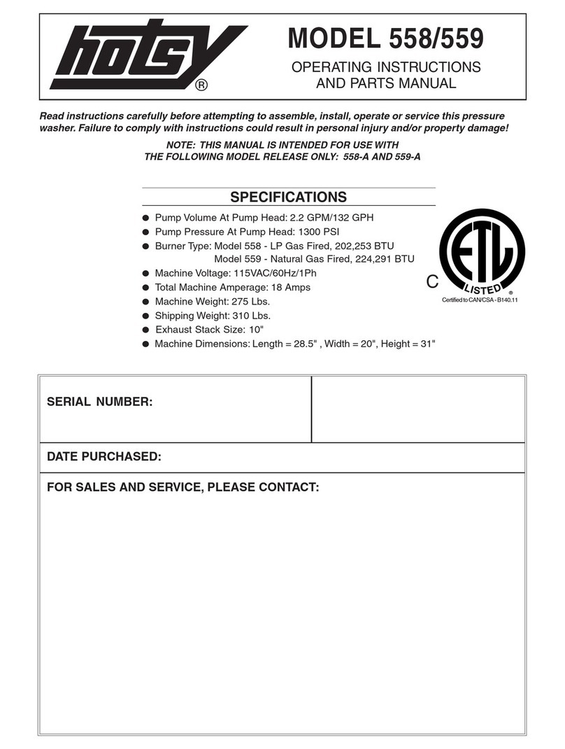Hotsy 558 Operating instructions and parts manual