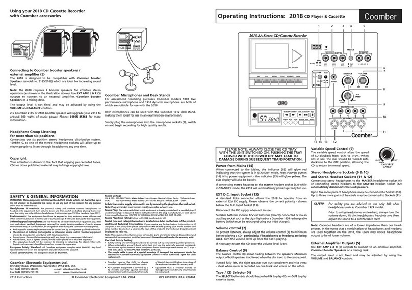 Coomber 2018 operating instructions