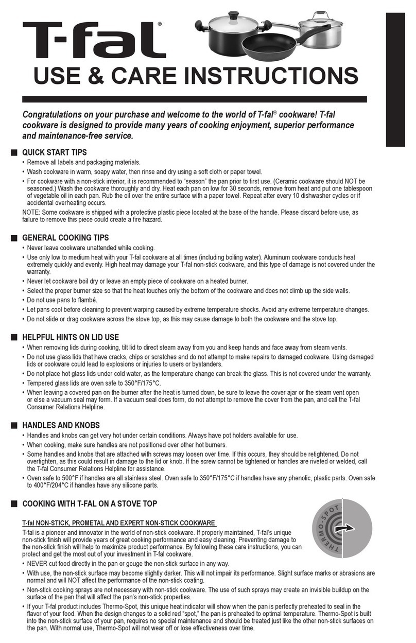 T-Fal Cookware Quick reference guide