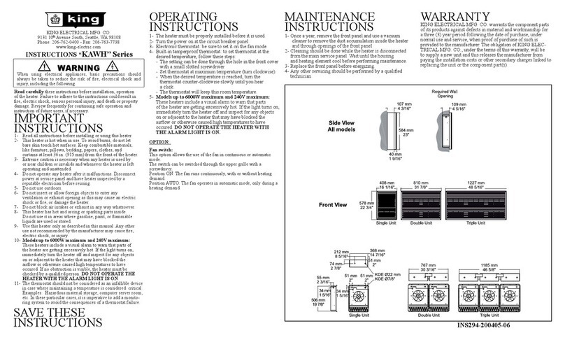 King Electrical “KAWH’’ Series instructions