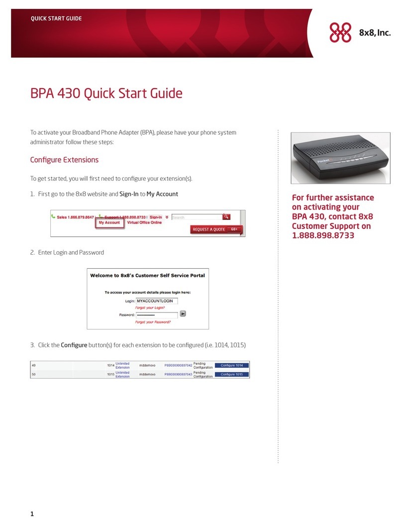 8x8 Inc BPA 430 quick start guide