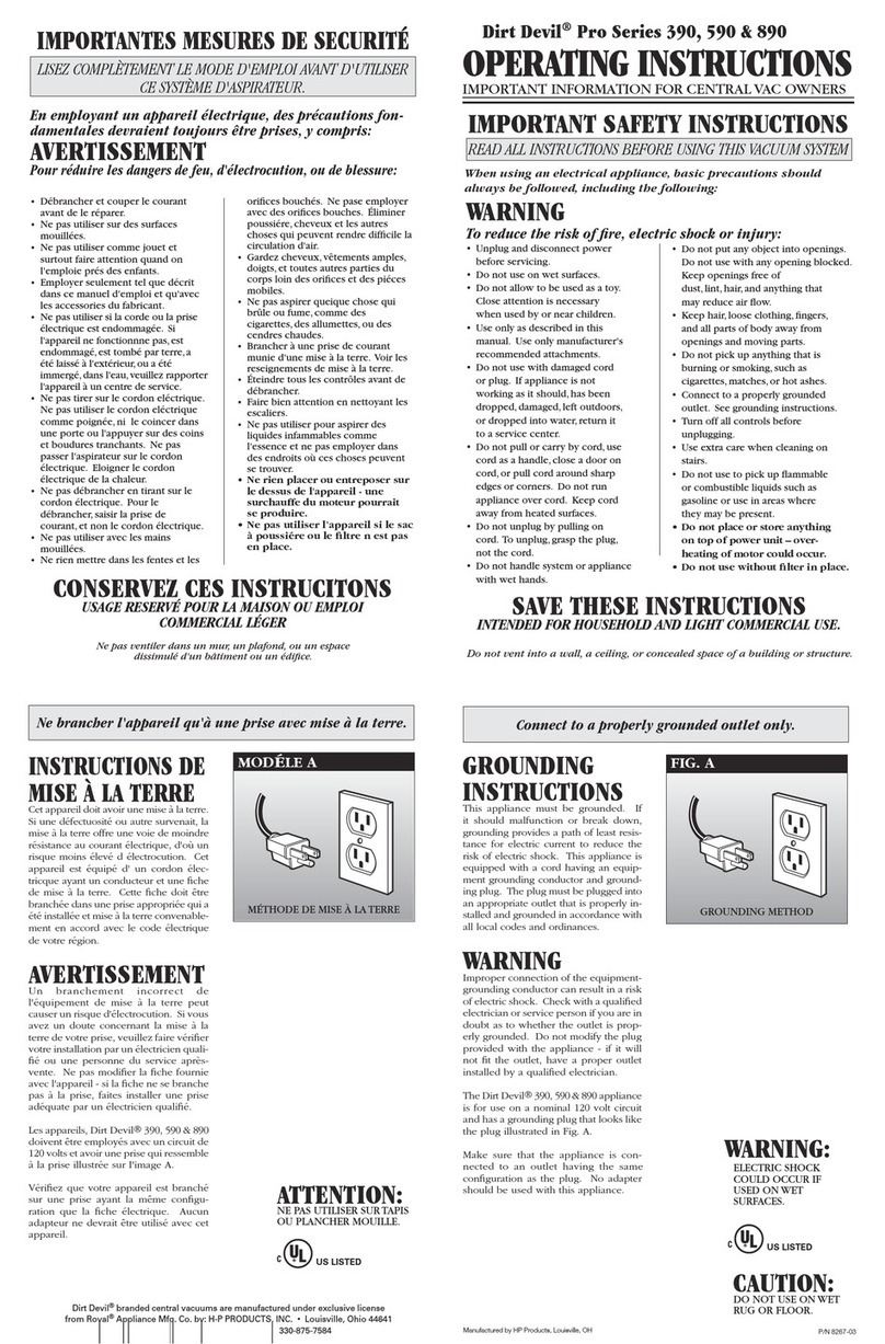 Dirt Devil 390 operating instructions