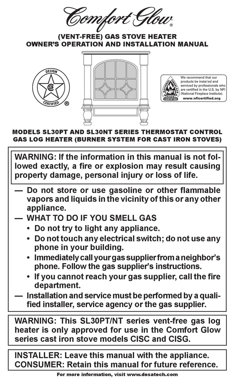 Comfort Glow SL30PT Series OWNER'S OPERATION AND INSTALLATION MANUAL