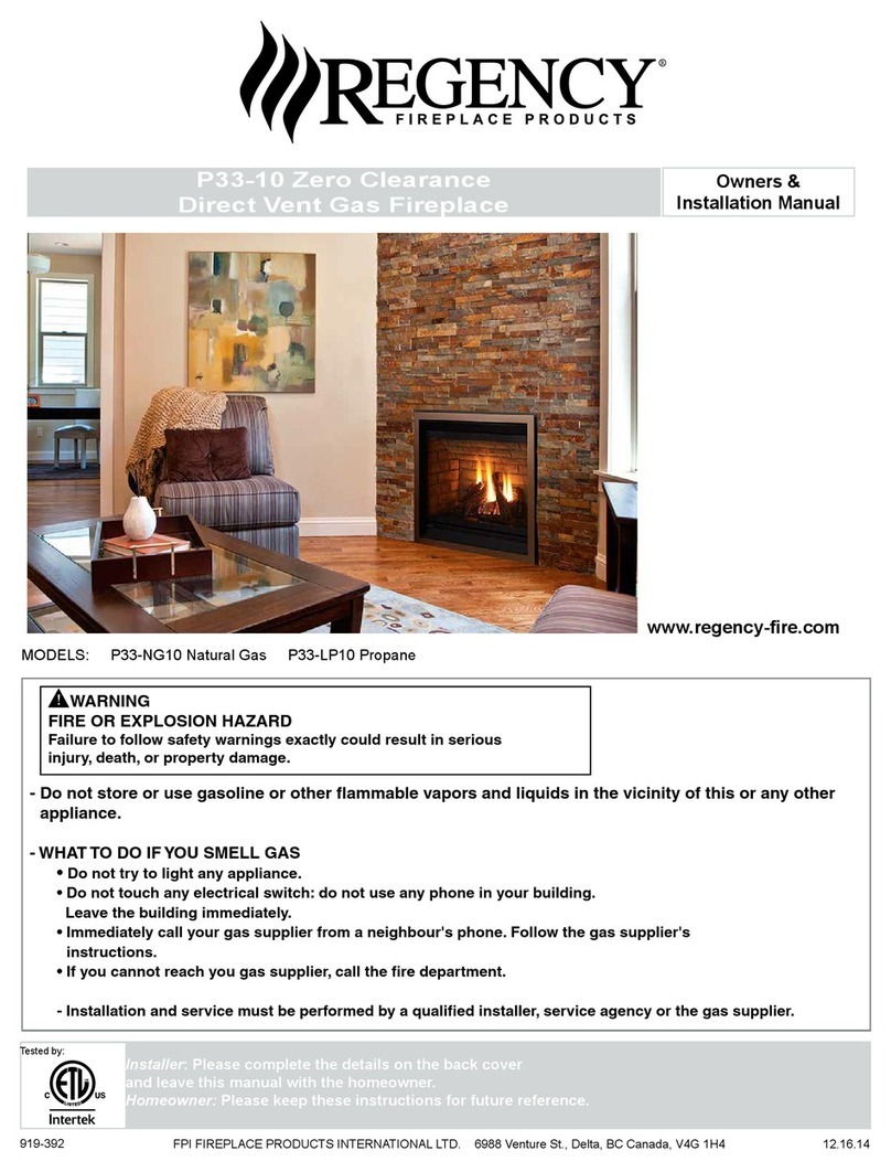 Regency P33-LP10 Owners & installation manual