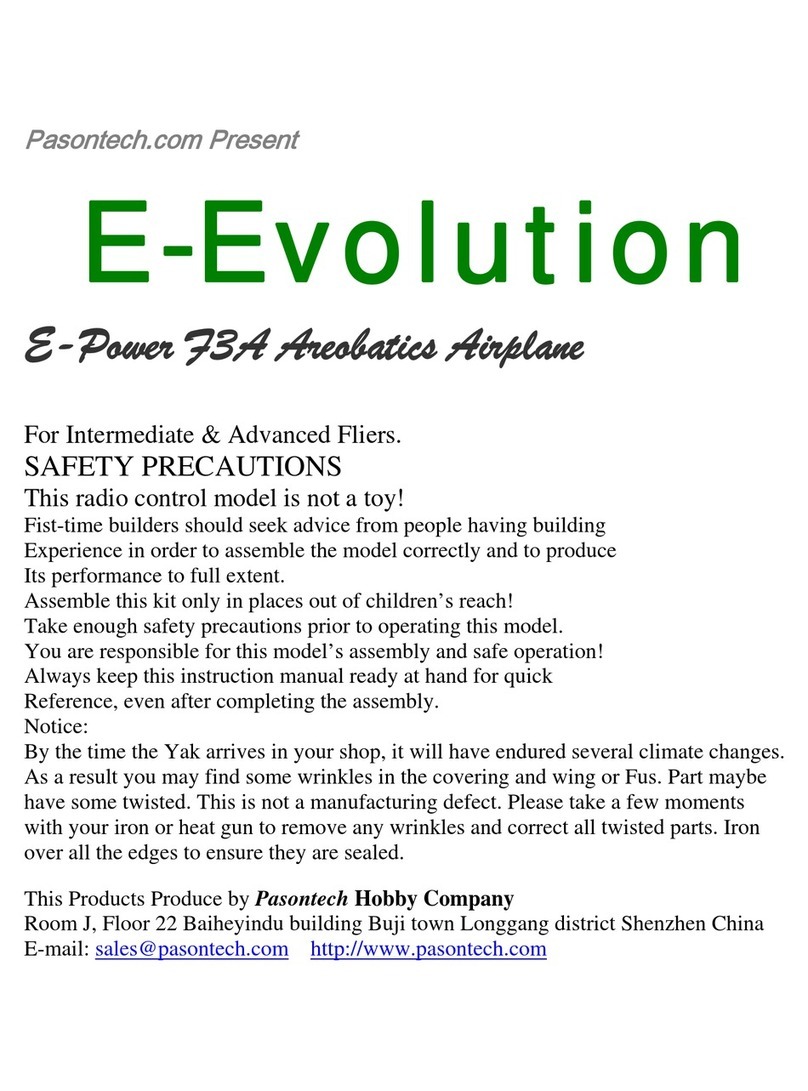 Pasontech E-Evolution E-Power F3A Areobatics Airplane Assembly manual Pasontech E-Evolution E-Power F3A Areobatics Airplane Assembly manual