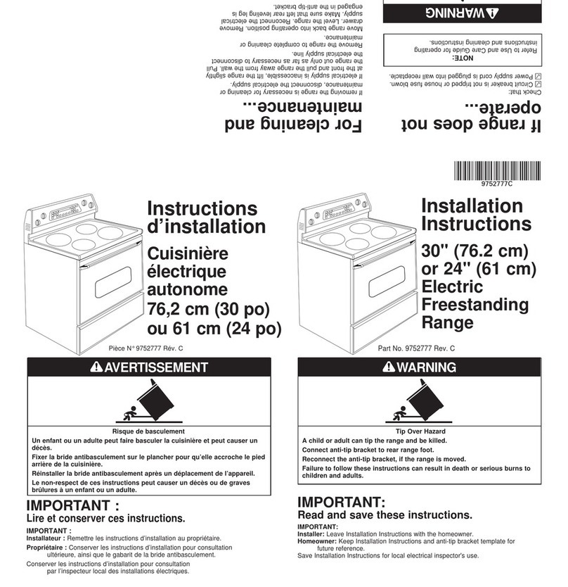 Whirlpool 30 " Eye-Level Gas Range installation instructions
