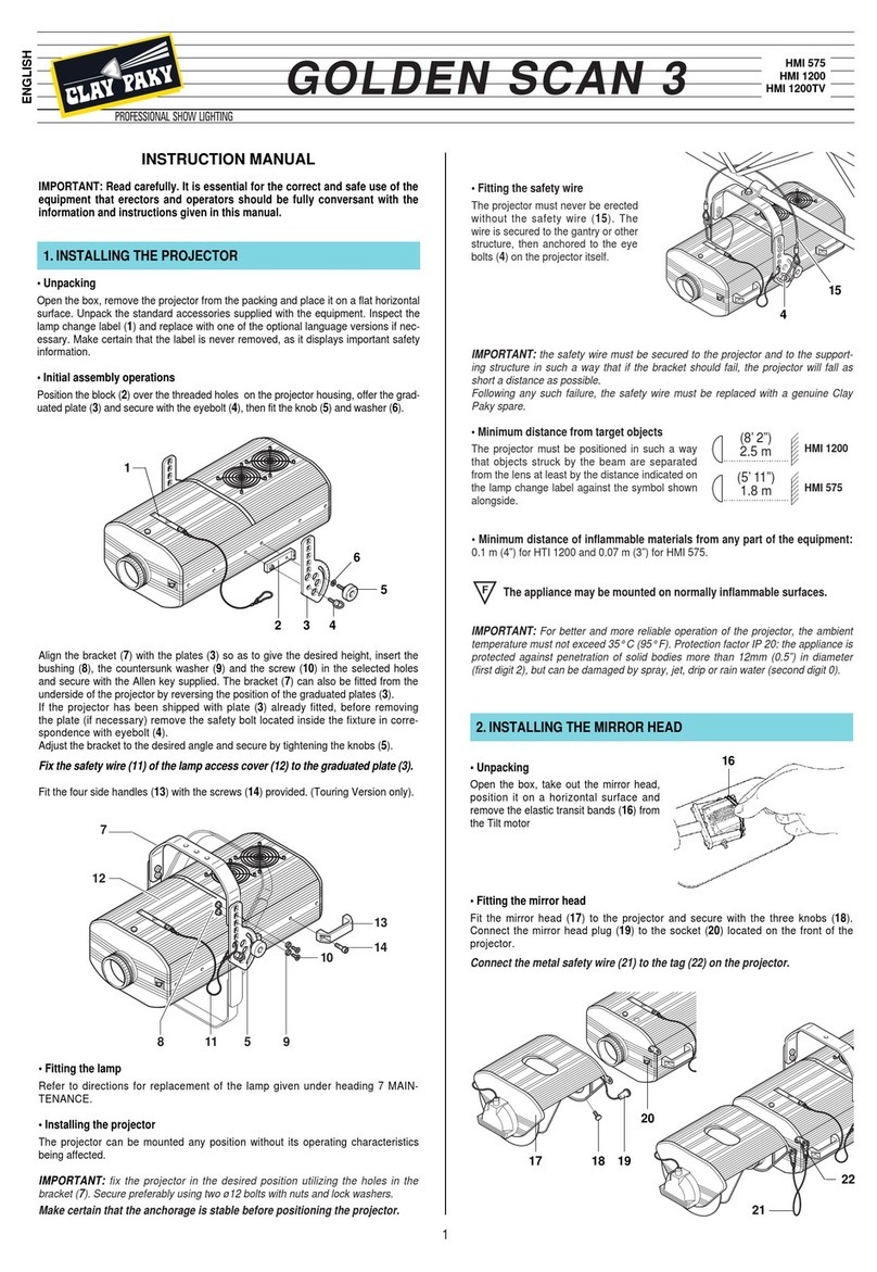 Claypaky Golden Scan 3 instruction manual Claypaky Golden Scan 3 instruction manual
