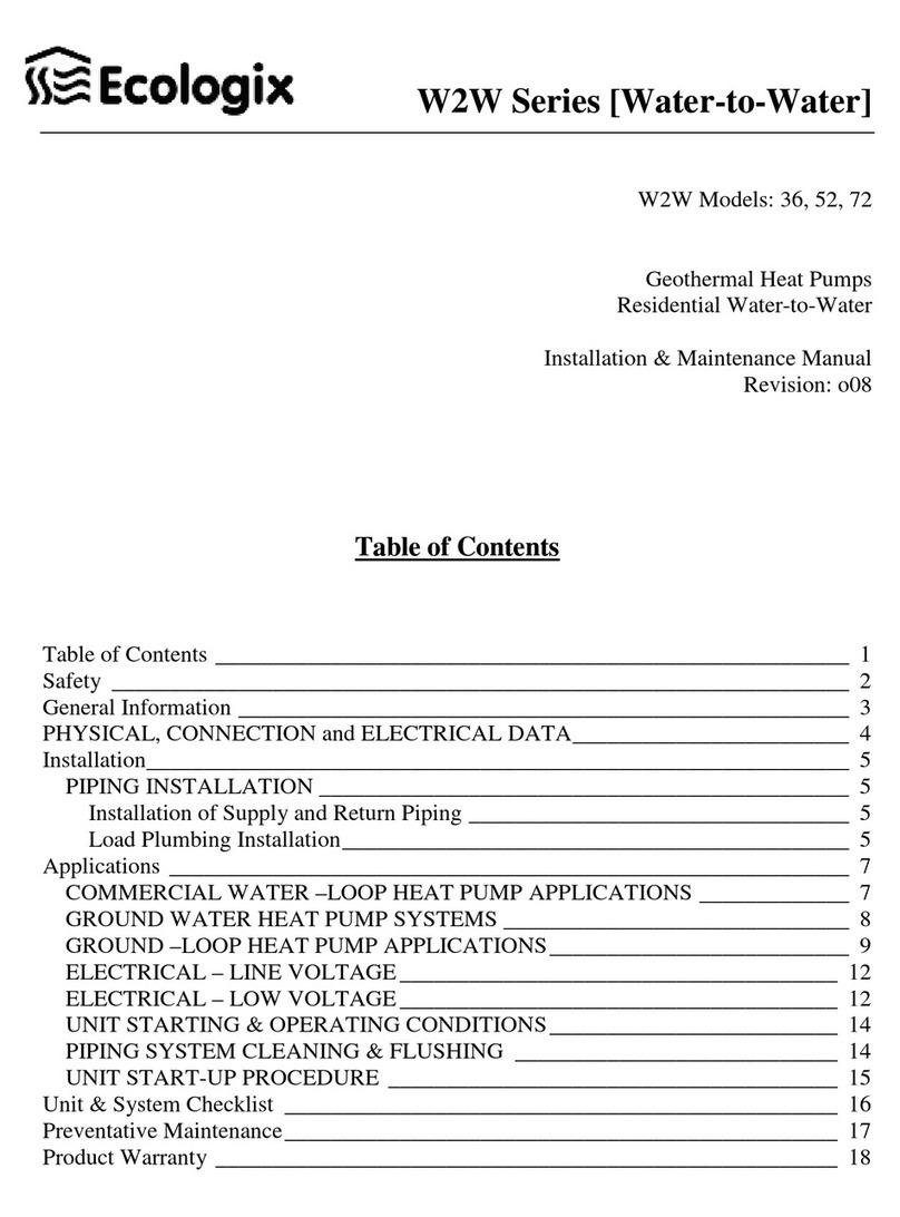Ecologix W2W 36 Installation & maintenance manual
