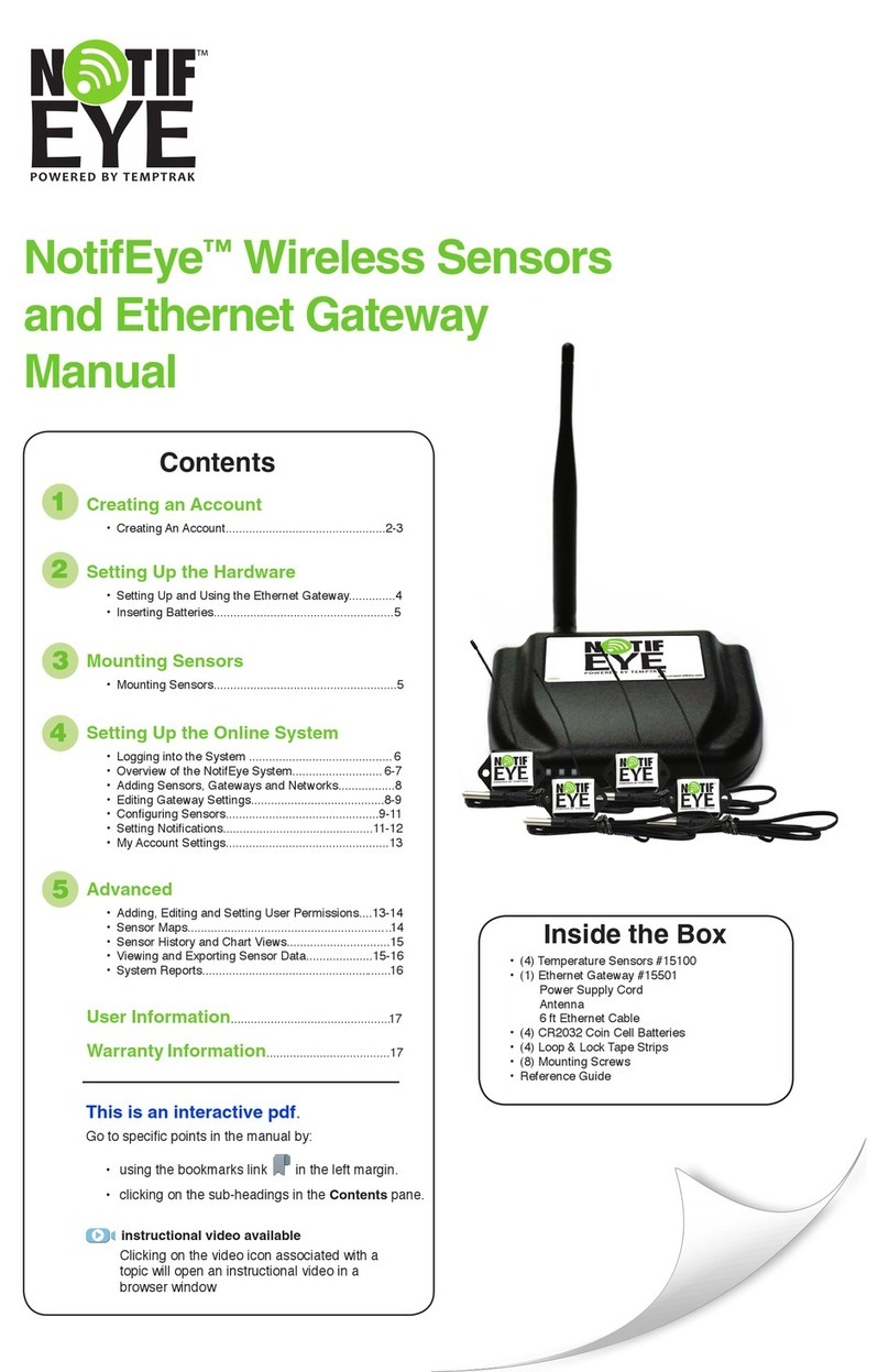 NotifEye Wireless Sensors and Ethernet Gateway Manual guide