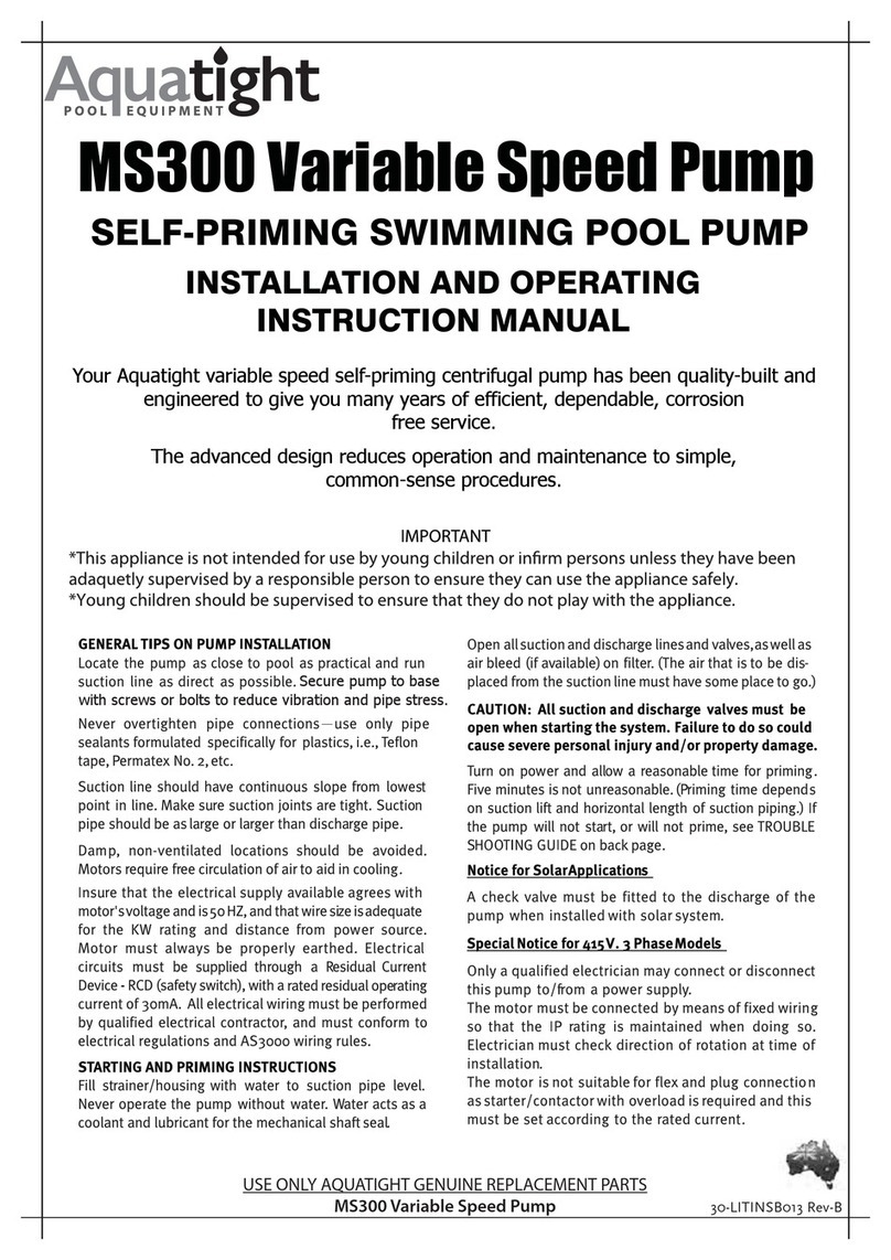 Aquatight MS300 Installation and operating instruction manual