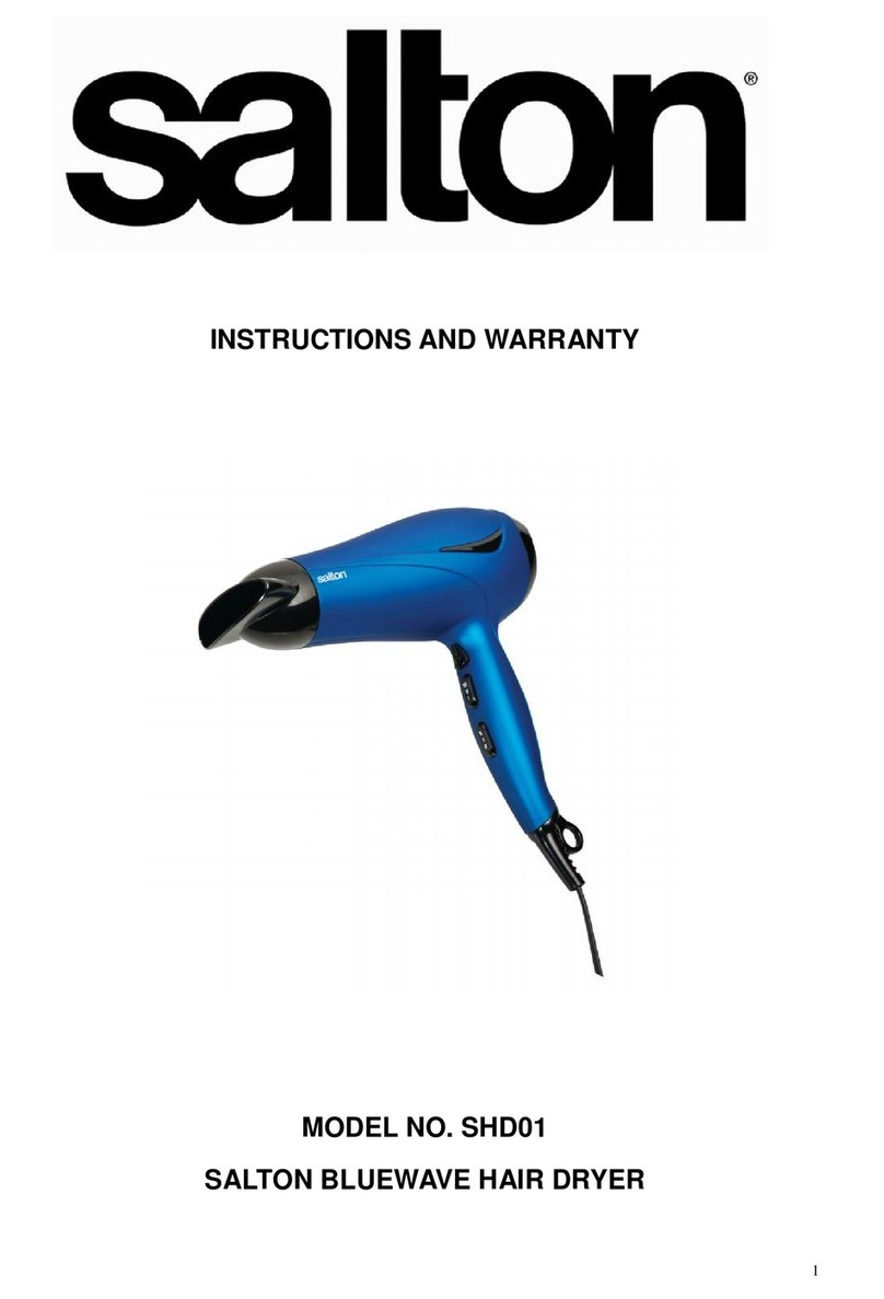 Salton SHD01 Instructions and warranty