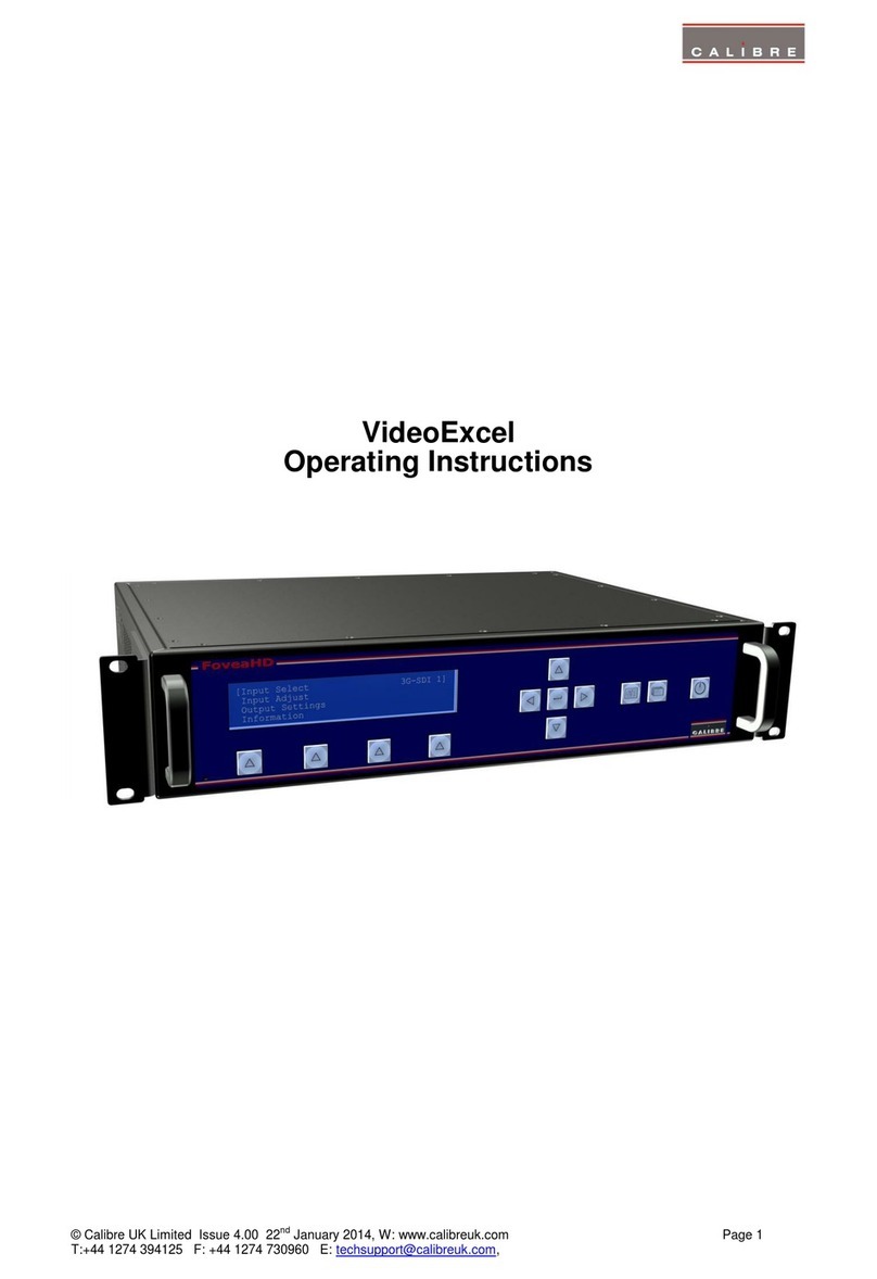 Calibre VideoExcel operating instructions