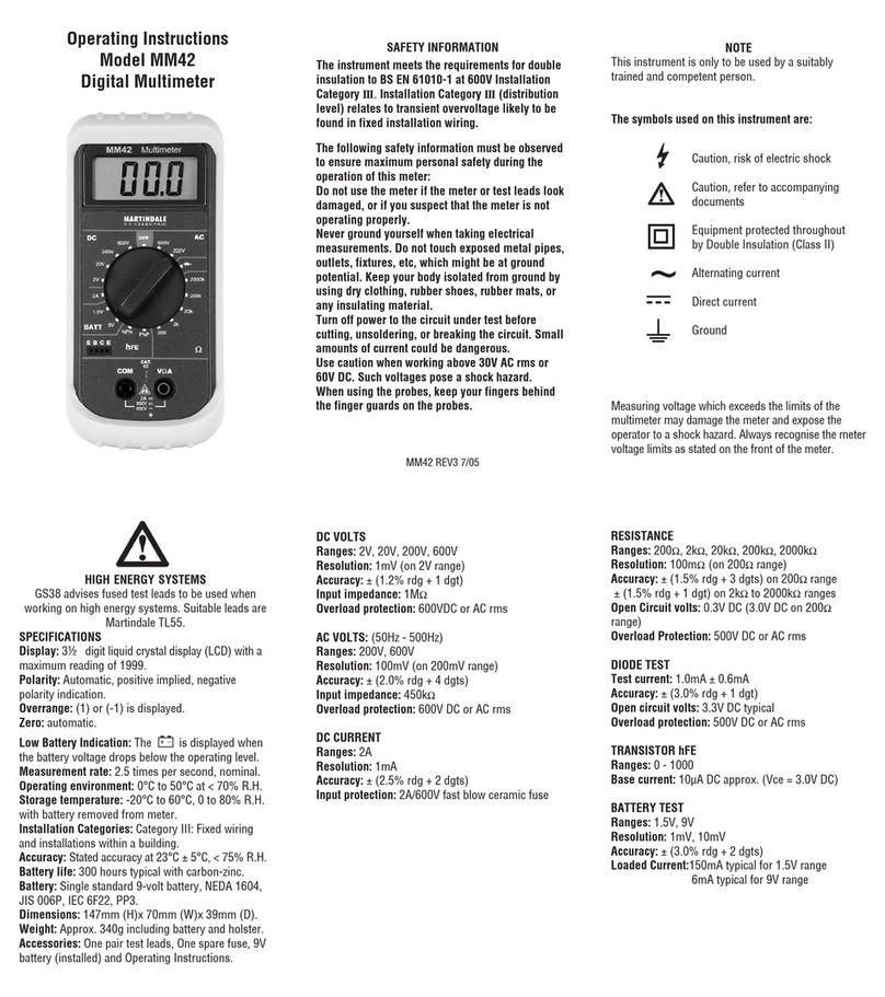 MARTINDALE MM42 operating instructions
