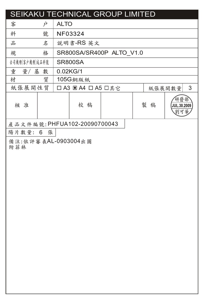 Alto SR800SA owner's manual