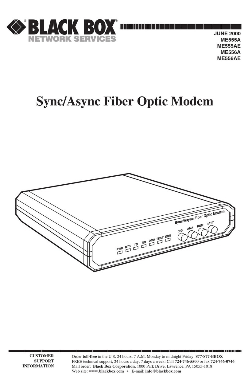 Black Box Sync/Async Fiber Optic Modem User manual