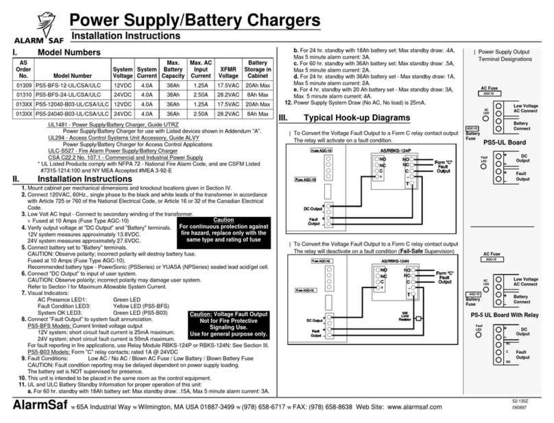 Alarm SAF PS5-BFS-12-UL installation instructions