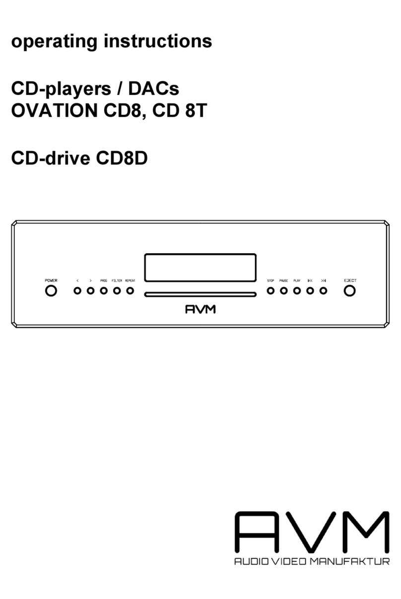 AVM OVATION CD 8T operating instructions
