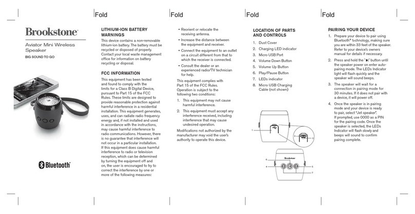 Brookstone Aviator Mini Wireless Speaker user guide