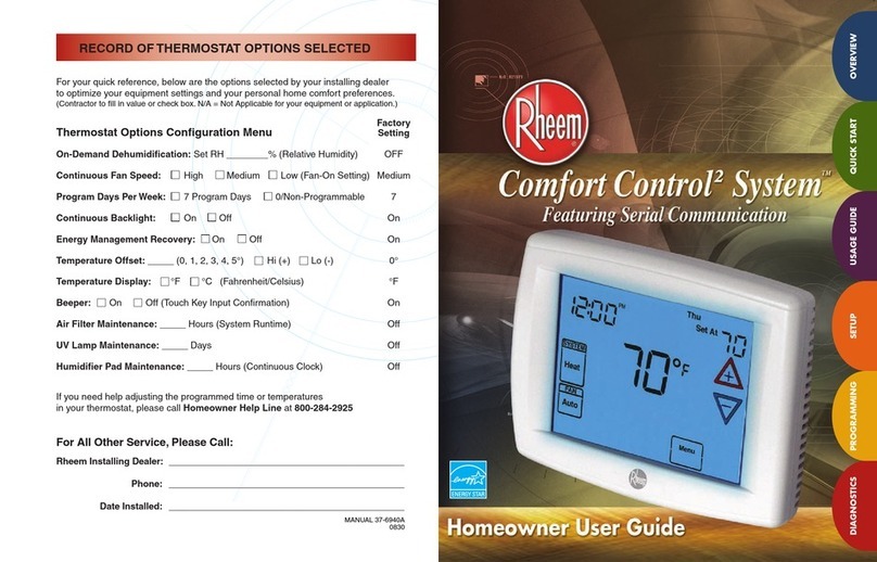 Rheem Comfort Control 2 System Homeowner user guide