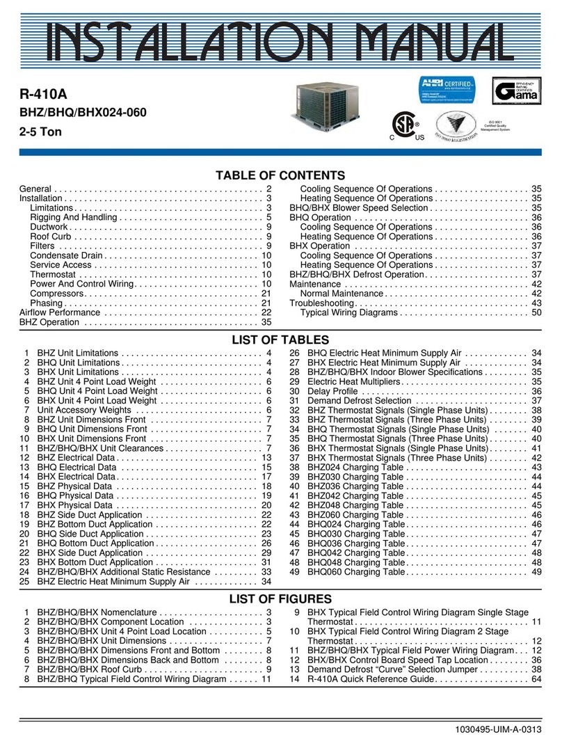 Johnson Controls Unitary Products BHZ024-060 installation manual
