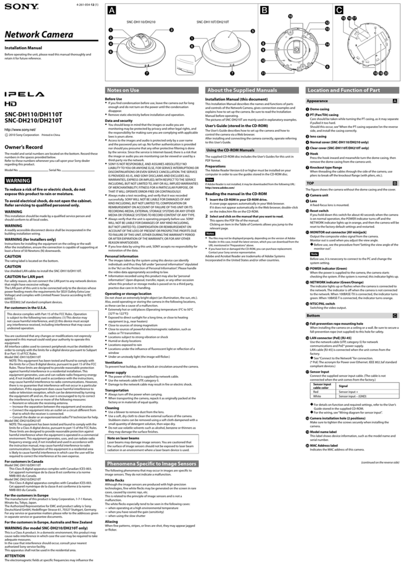 Sony SNC-DH110 User manual