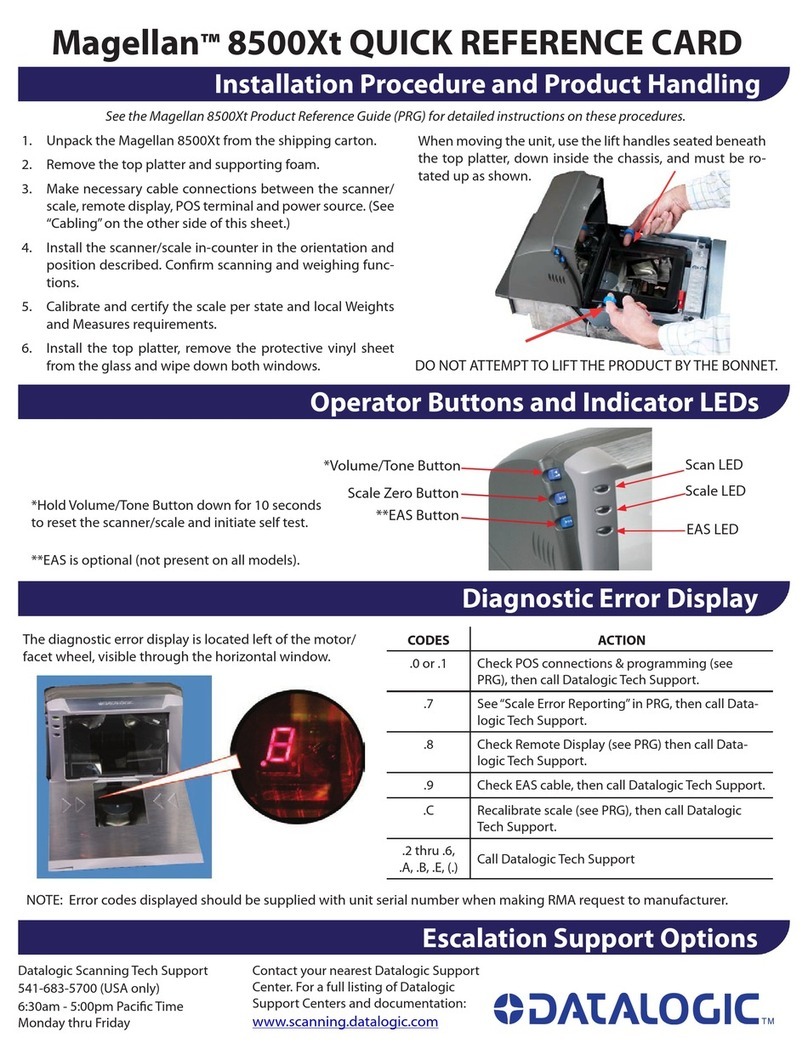 Datalogic Magellan 8500Xt Quick reference card