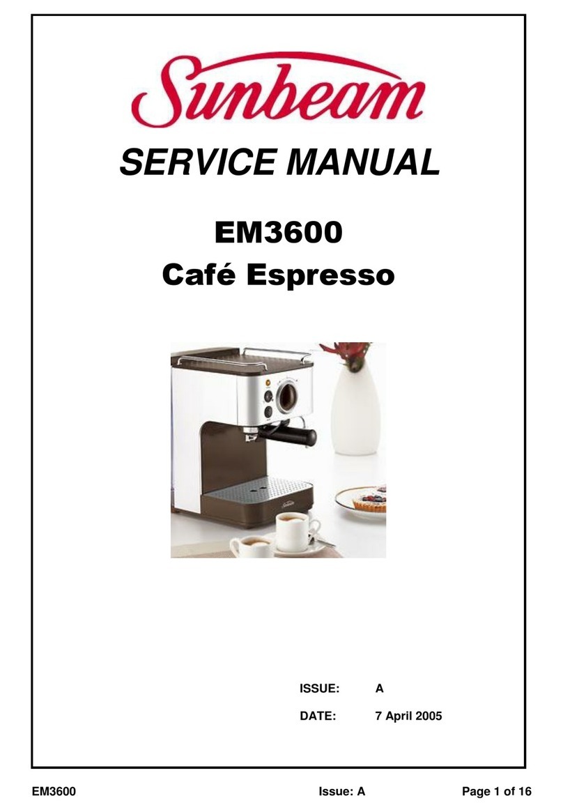 Sunbeam Cafe Espresso EM3600 Service manual