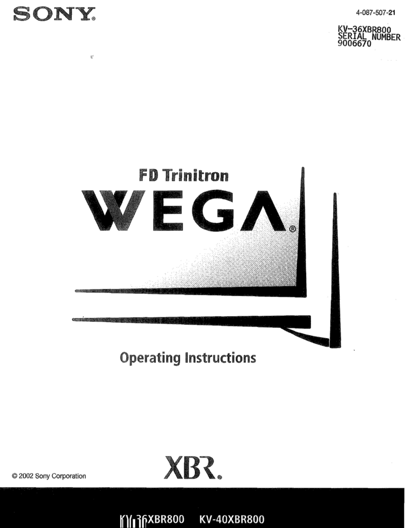 Sony KV-36XBR800 - 36" Trinitron Color Flat Tv Wega... User manual Sony KV-36XBR800 - 36" Trinitron Color Flat Tv Wega... User manual