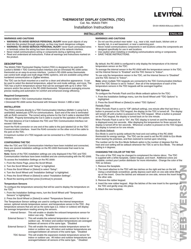Leviton Thermostat Display Control installation instructions