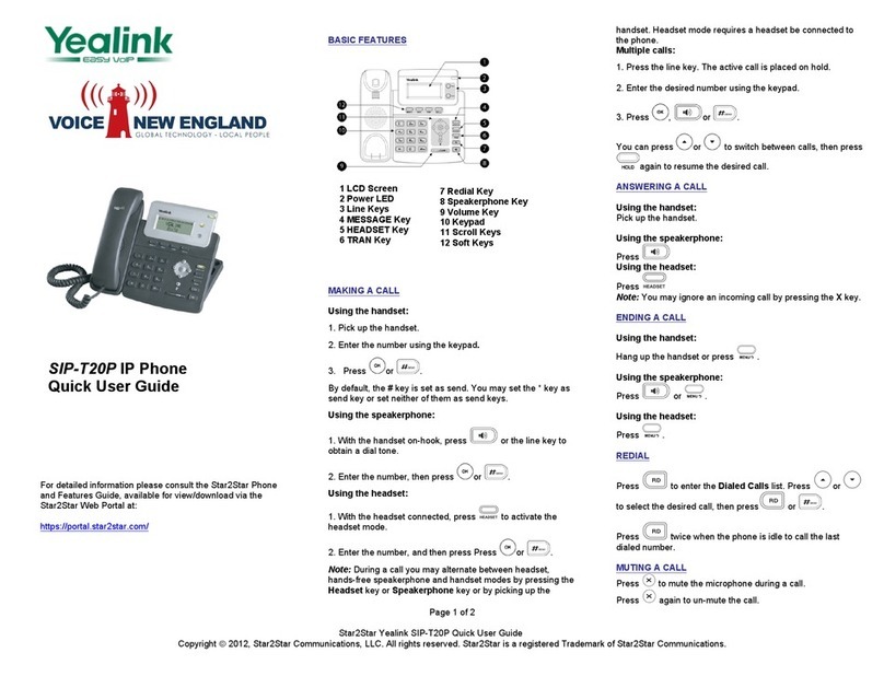 Yealink Yealink SIP-T20P Quick user guide
