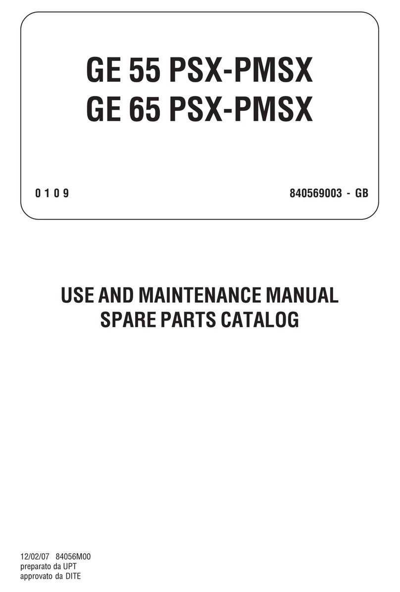 Mosa GE 65 PMSX Use and maintenance manual, spare parts catalog
