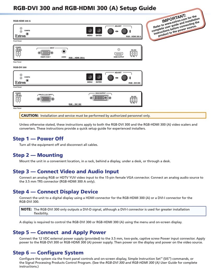 Extron electronics RGB to DVI Scaler RGB-DVI 300 Setup guide