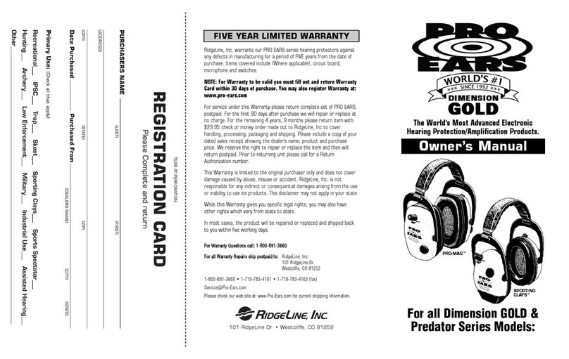 Pro Ears PRO EARS series GOLG owner's manual
