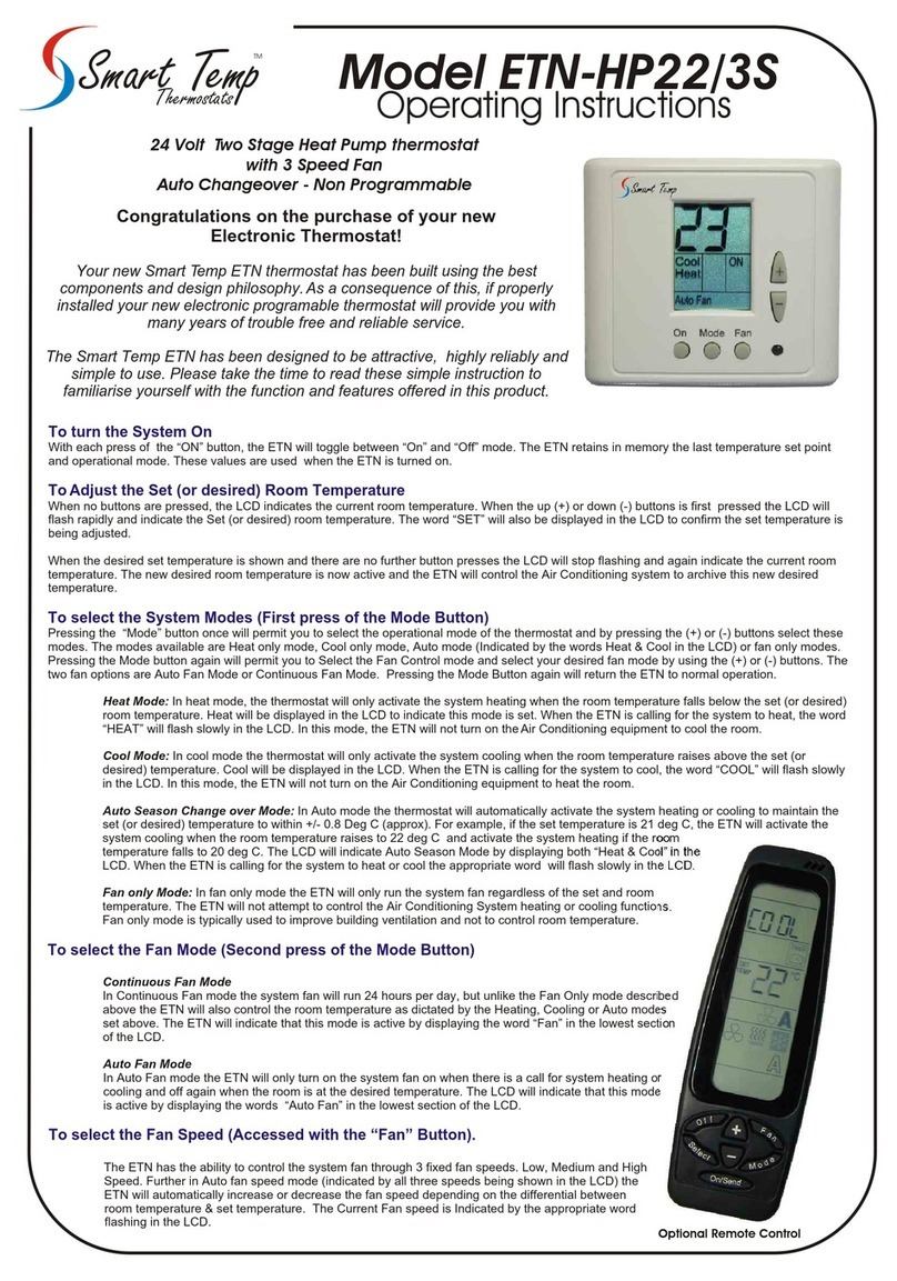 Smart temp ETN-HP22/3S User manual