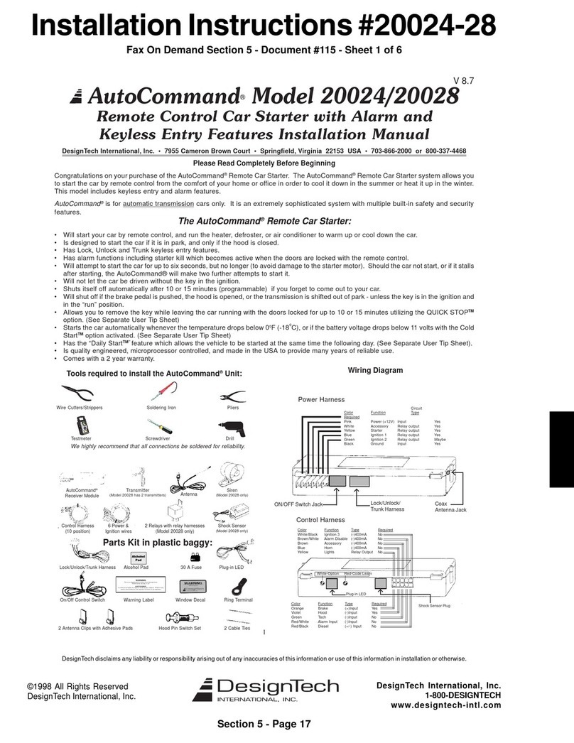 DesignTech AutoCommand 20024 installation instructions