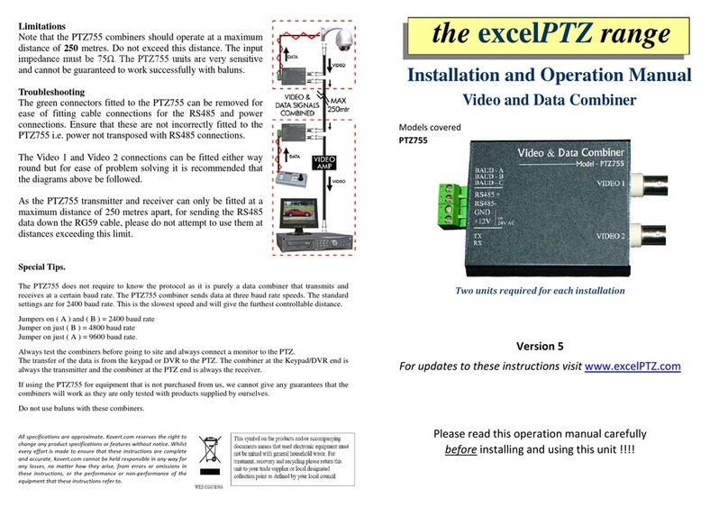 excelPTZ PTZ755 Installation and operation manual