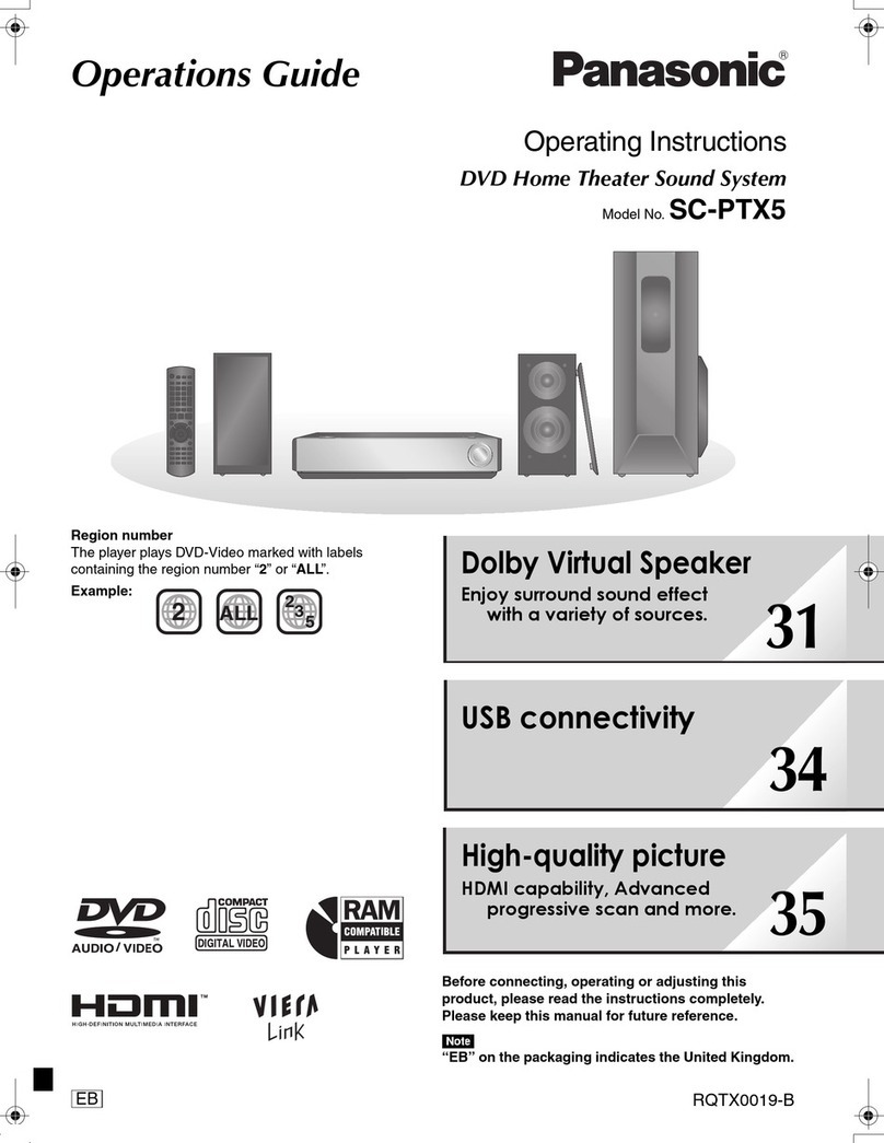 Panasonic SCPTX5 - DVD HOME THEATER SOUND SYSTEM Operation guide