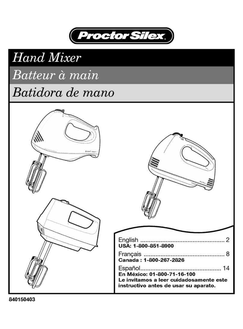 Proctor-Silex Hand Mixer User manual Proctor-Silex Hand Mixer User manual