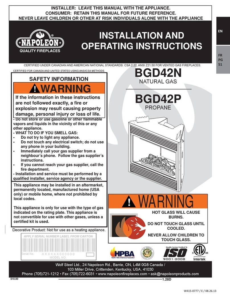 Napoleon BGD42N Installation and operating instructions Napoleon BGD42N Installation and operating instructions