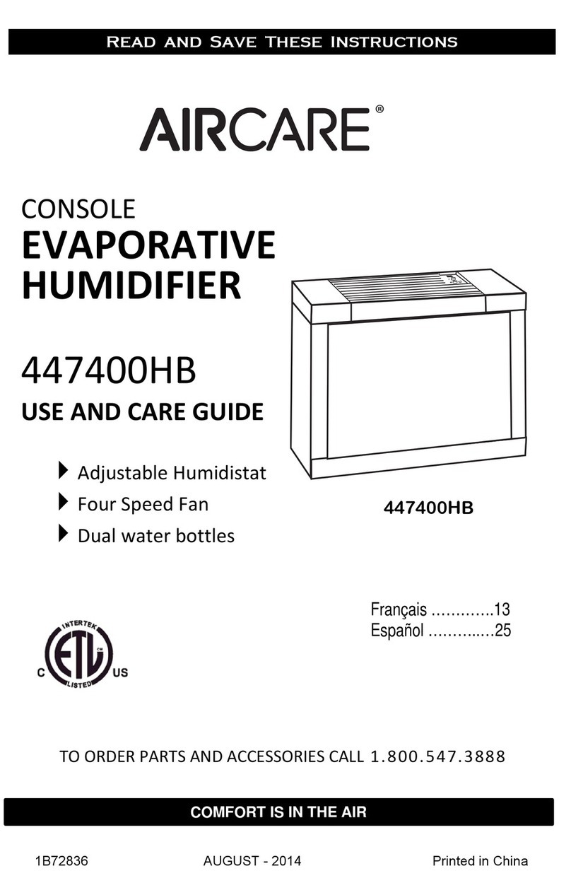 Aircare 447400HB Use and care guide